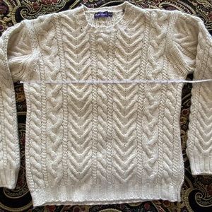 Ralph Lauren Purple Label Cashmere Cable Knit Fisherman Sweater. Made in Italy